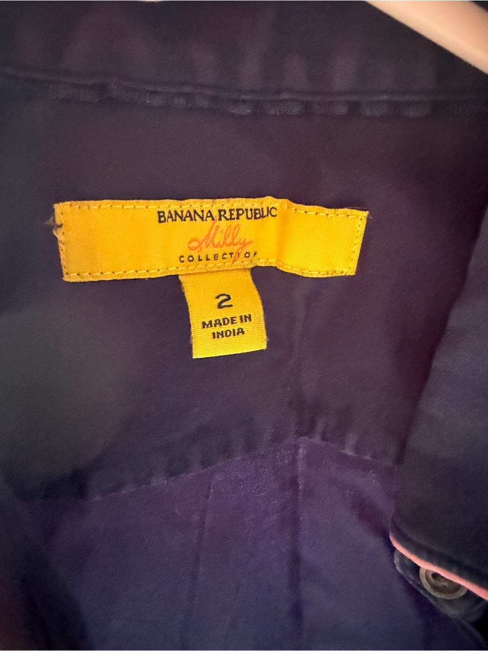 Banana Republic Navy Shirt with Pink Trim - Picture 3 of 3
